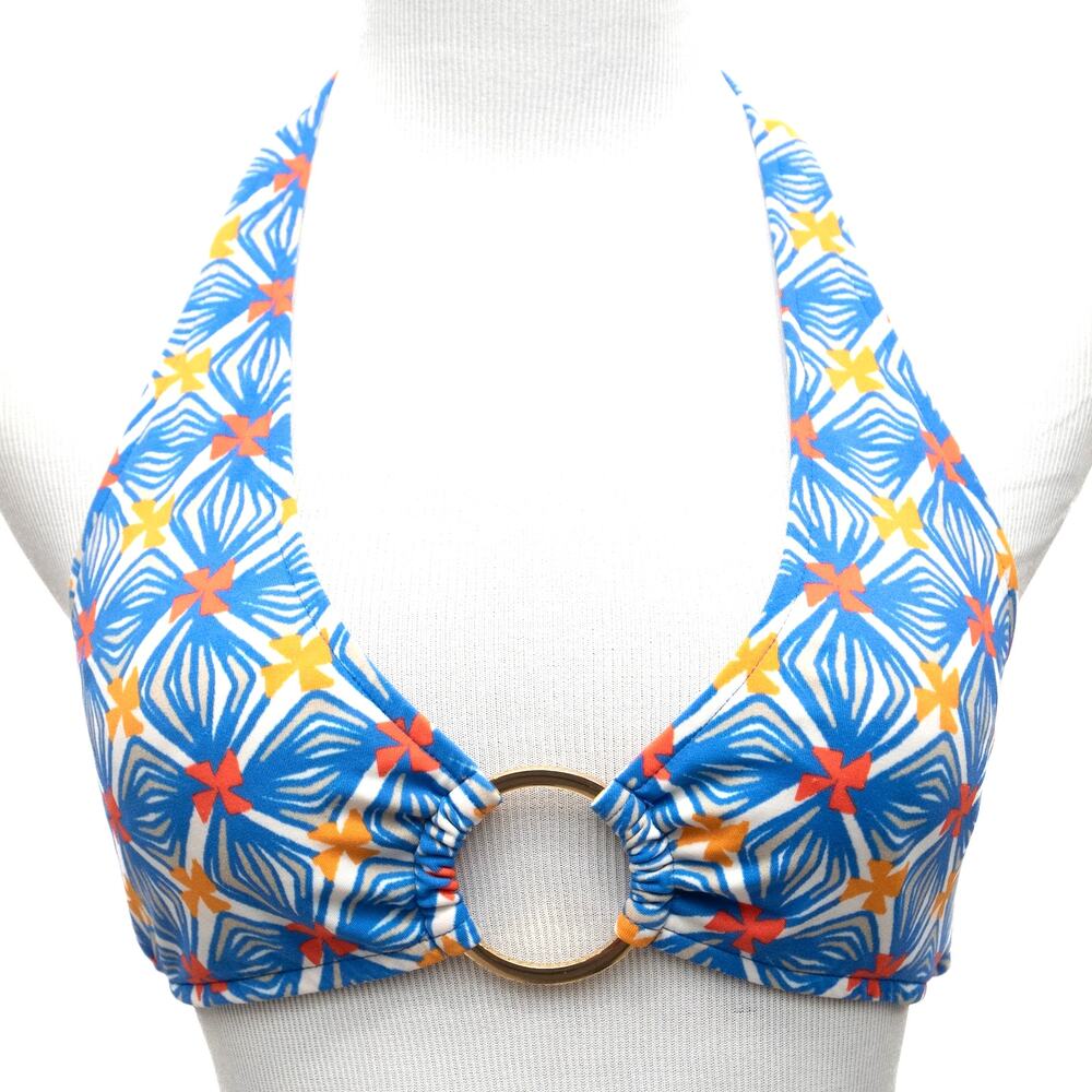 Milly Santorini Center-Ring Halter Triangle Bikini Top Size Small